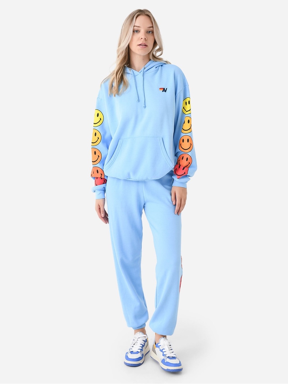 Aviator NationSmiley Sunset Relaxed Pullover Hoodie (small) & Pants Set (Large)